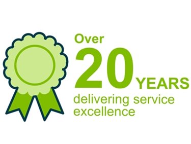 Rosette for delivering over 20 Years of UPS servicing excellence