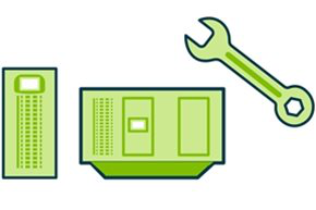 A spanner alongside a 3D generator and UPS icon from Specialist Power Systems