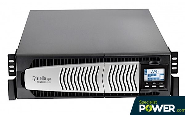 Front of Riello Sentinel Dual online rack UPS from Specialist Power Systems