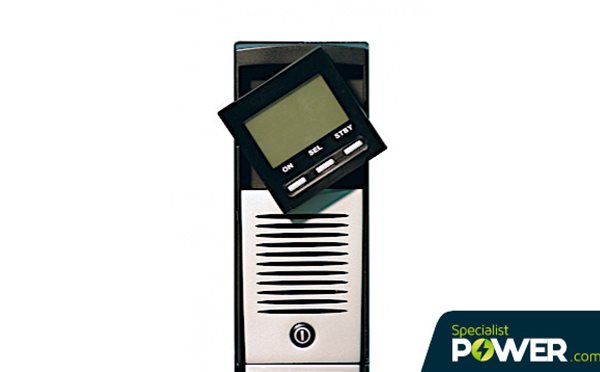 Riello SDH 1000 tower with tilted LCD screen from Specialist Power Systems
