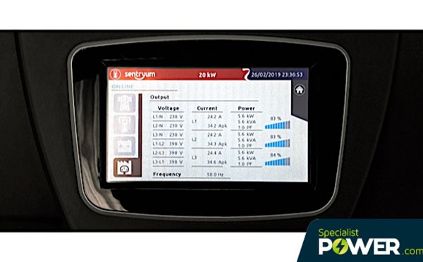 Riello Sentryum LCD screen from Specialist Power Systems