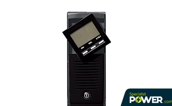 Riello VSD 1100 tower tilted LCD screen from Specialist Power Systems
