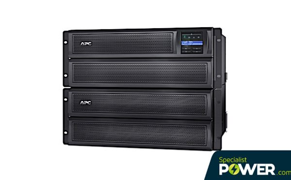 Front of APC SMX3000HV rack with extra batteries from Specialist Power Systems
