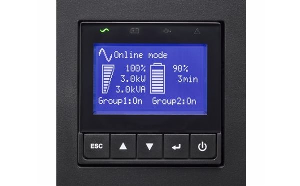 Eaton 9PX3000IRT3U LCD screen from Specialist Power Systems