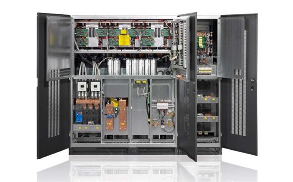 Riello MPS 500 online UPS with front panel open from Specialist Power Systems