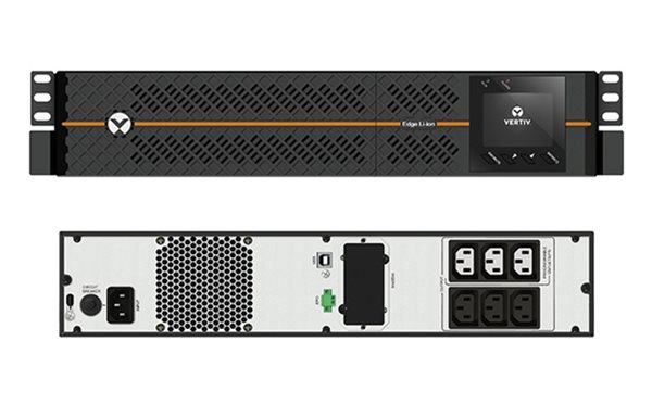 Front and Back of Vertiv EDGE Li-Ion 1500VA rack from Specialist Power Systems
