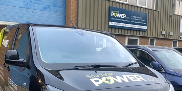 Photo of Specialist Power van outside company offices