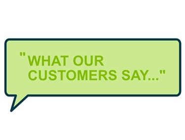 What Our Customers Say about us text in speech bubble icon