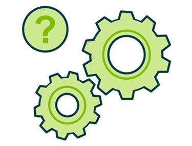 Two cogs alongside a question mark icon from Specialist Power Systems