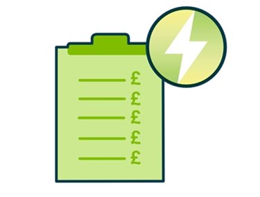 Specialist Power logo above a clipboard icon showing a quote with pound signs against each line. 